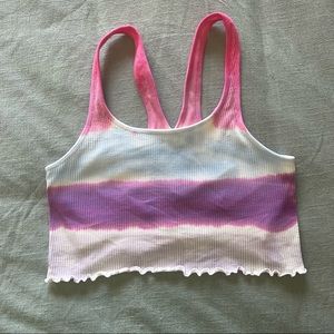 Spiritual Gangster Amor Seamless Crop Tank in Pink Tie Dye